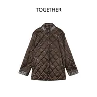 【TOGETHER】秋季立领菱格鹅绒羽绒服假两件可拆卸外套W1919