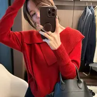 【云云精选】5681 韩版设计款不规则荷叶领毛衣