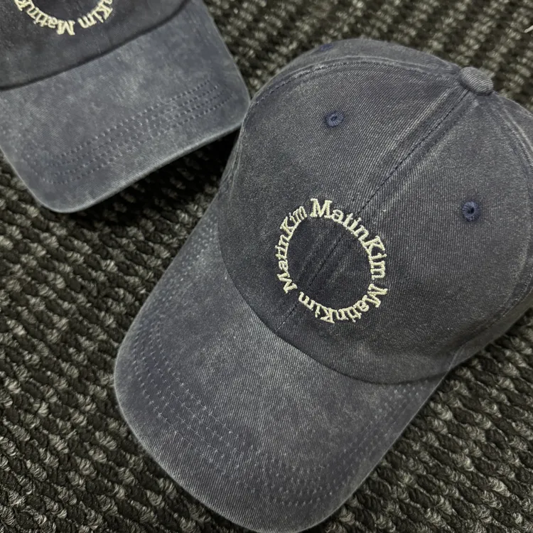 MK水洗牛仔蓝圆圈刺绣棒球帽