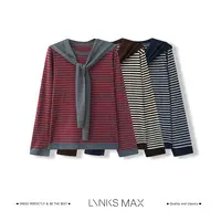 Links Max【可可专属】微量真丝羊毛撞色条纹软糯圆领针织衫49704