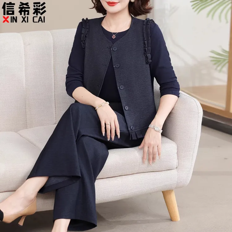 妈妈秋装新款套装端庄大气中老年时尚女装贵夫人品牌洋气上衣