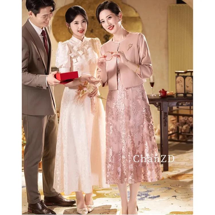 妈妈婚宴两件套礼服高端轻奢高级感女方母亲平时可穿喜婆婆连衣裙