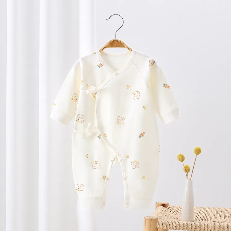 新生儿纯棉蝴蝶衣婴幼儿男女宝宝四季衣服初生儿坐月子连体衣爬衣