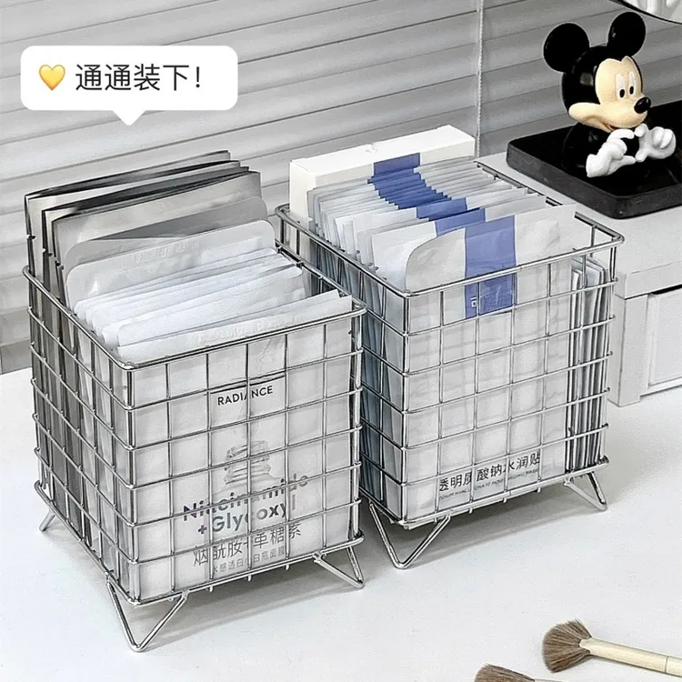 面膜收纳盒大容量梳妆台桌面护肤品收纳筐整理筐化妆品置物架D180