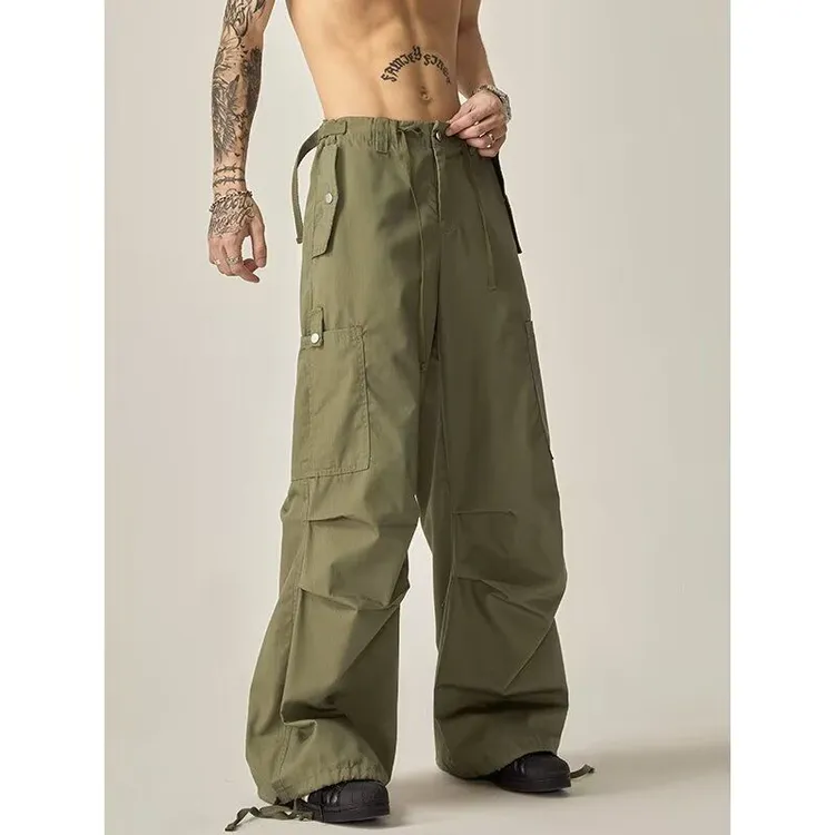 特无差价春季24日系机能风拖地伞兵裤中性风直筒工装裤2025年潮牌