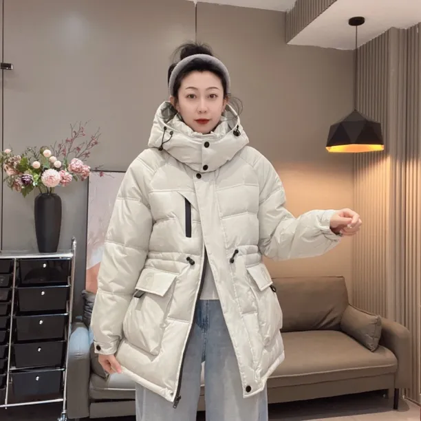 《卉好》中长款连帽加厚保暖冬季立领面包服显瘦外套2889