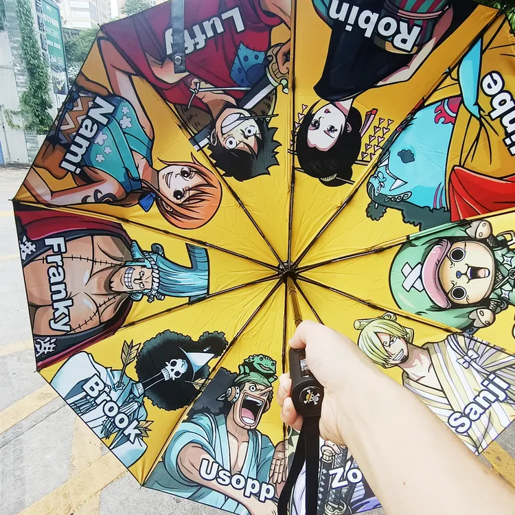 ONEPIECE雨伞海贼王雨伞10骨全自动黑胶折叠防晒遮阳学生男女通用