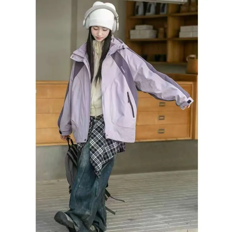 【现货发货快】2025拼色三防加绒冲锋衣外套