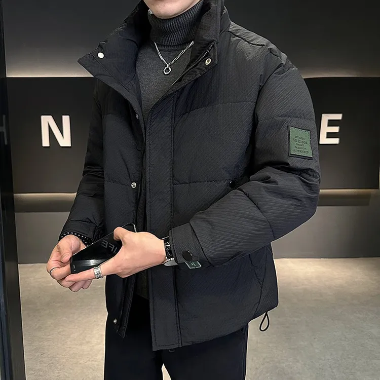 冬季高档男士立领加厚修身羽绒服韩版保暖高蓬立领短款时尚外套