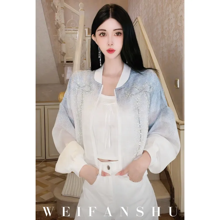 WEIFANSHU/魏凡舒【星光海岸】夏季新款时髦设计感渐变烫钻高级外套