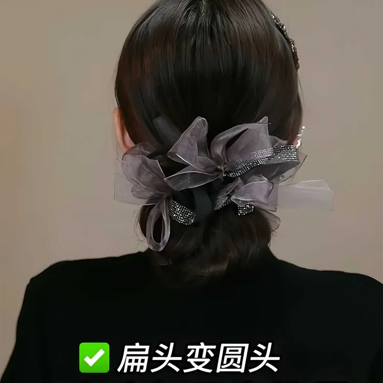 韩系慵懒低丸子头蝴蝶结大肠发圈头绳女2025新款高级感扎头发绳