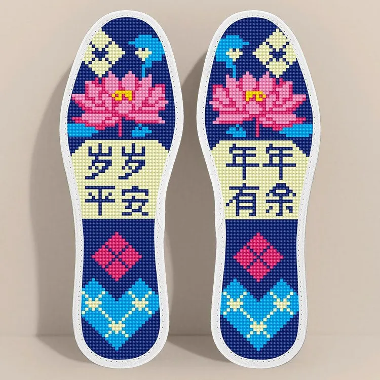爆款推荐简单方块易秀款十字绣鞋垫带针线加厚岁岁平安加厚设计新