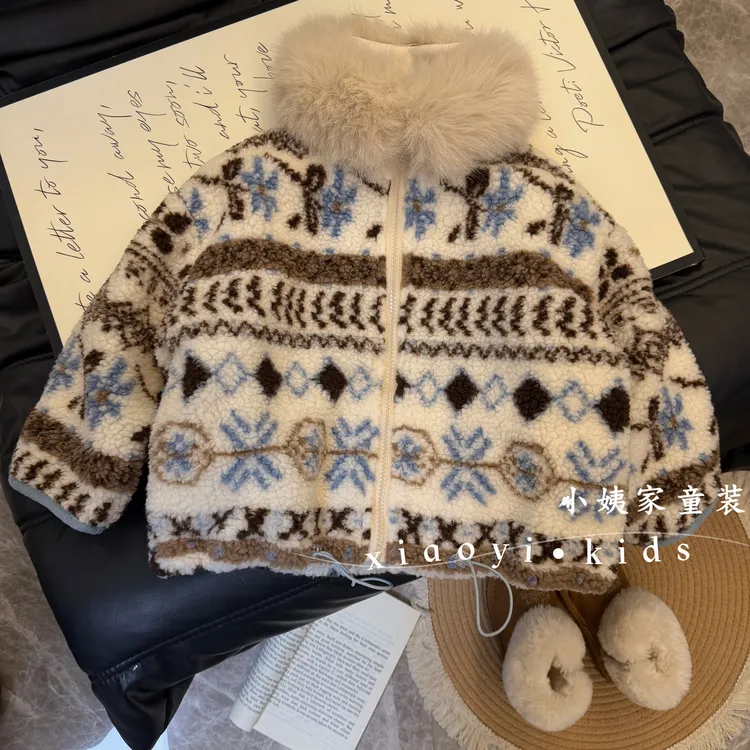 【送围脖】费尔岛25冬季男女同款加绒加厚保暖可拆卸羊羔毛洋气外套