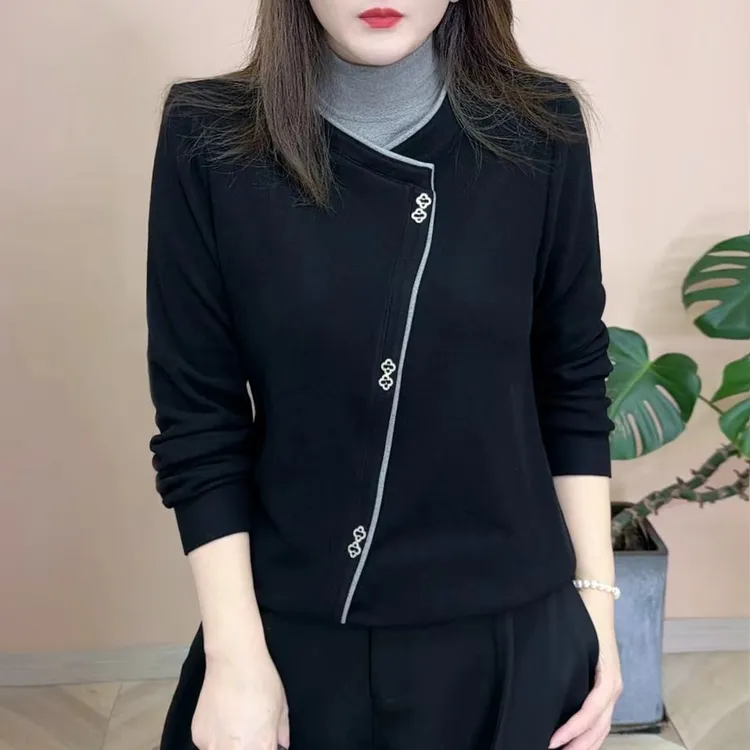 2025冬季新品时尚百搭显瘦双面绒半高领女士打底衫长袖上衣8266