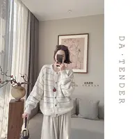 DA·Tender【彩线诗行毛衣外套】气质显贵拼色彩条经典圆领