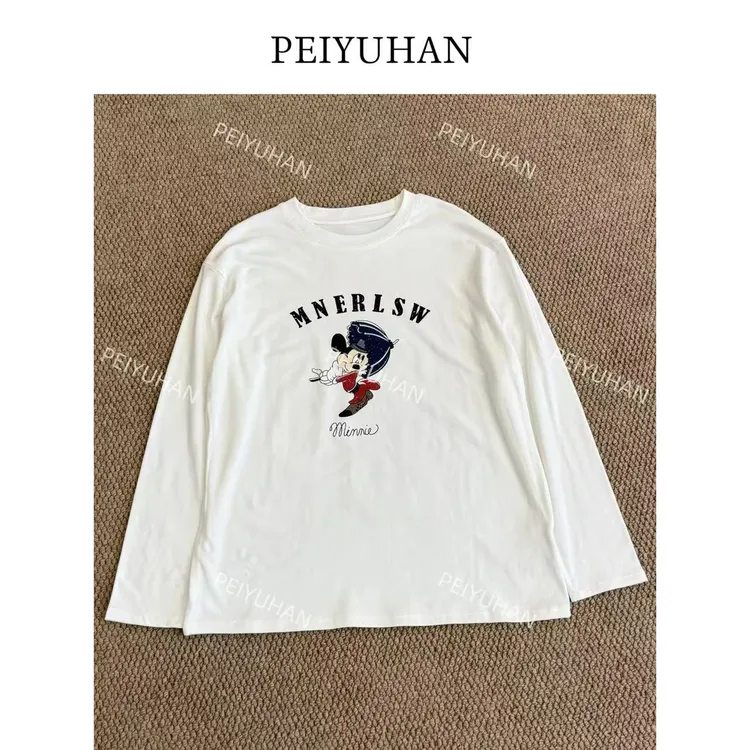PEIERNA佩佩WA 【米奇字母磨毛T】T恤 T22461 6116287白色长袖卡通