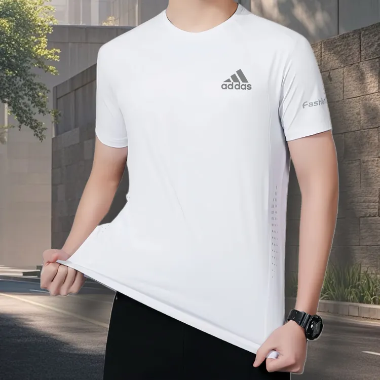【现货/送运费险】2025夏季新款速干冰丝短袖男士休闲运动大码上衣