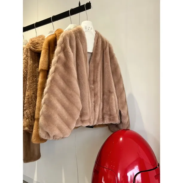人造皮草 【DZP】美拉德色系软糯环保貂皮草外套