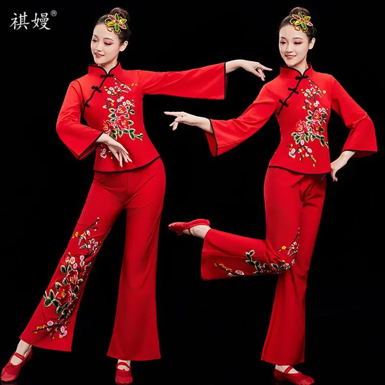 22号新款2025服装中老年秧歌腰鼓扇子舞广场舞蹈民族套装演出服