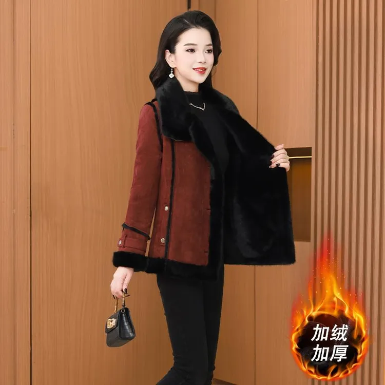 品牌红色小香风气质短款毛呢外套秋冬2025新款中长款加绒加厚大衣