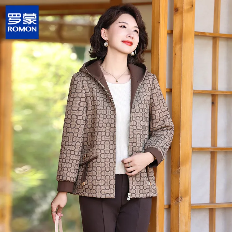 罗蒙中年妈妈秋装外套40岁50阔太太风衣洋气中老年春秋夹克上衣