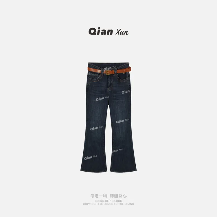 【千寻严选】秋季时尚复古百搭洋气潮流牛仔裤QXQ5NZK2660A(送腰带)