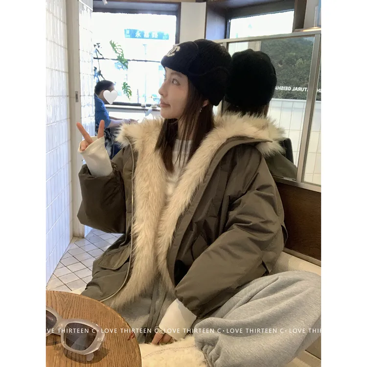 VUMP 秋冬季毛领羽绒服女90白鸭绒宽松廓形保暖外套慵懒韩系百搭