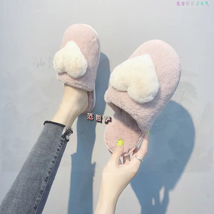 棉拖鞋女秋冬保暖毛毛时尚家居防滑厚底室内家用平底月子毛绒拖鞋