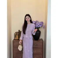 【紫罗兰】<77>新中式镂空浮雕绣上衣+半身裙套装XMZH9101