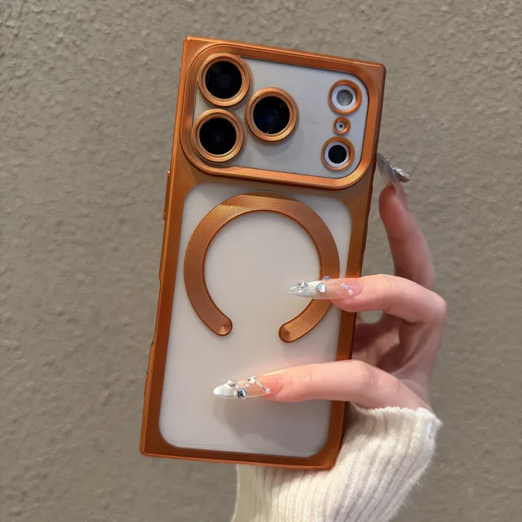 电镀磨砂磁吸适用苹果17promax手机壳iphone16新款15方形 14防摔