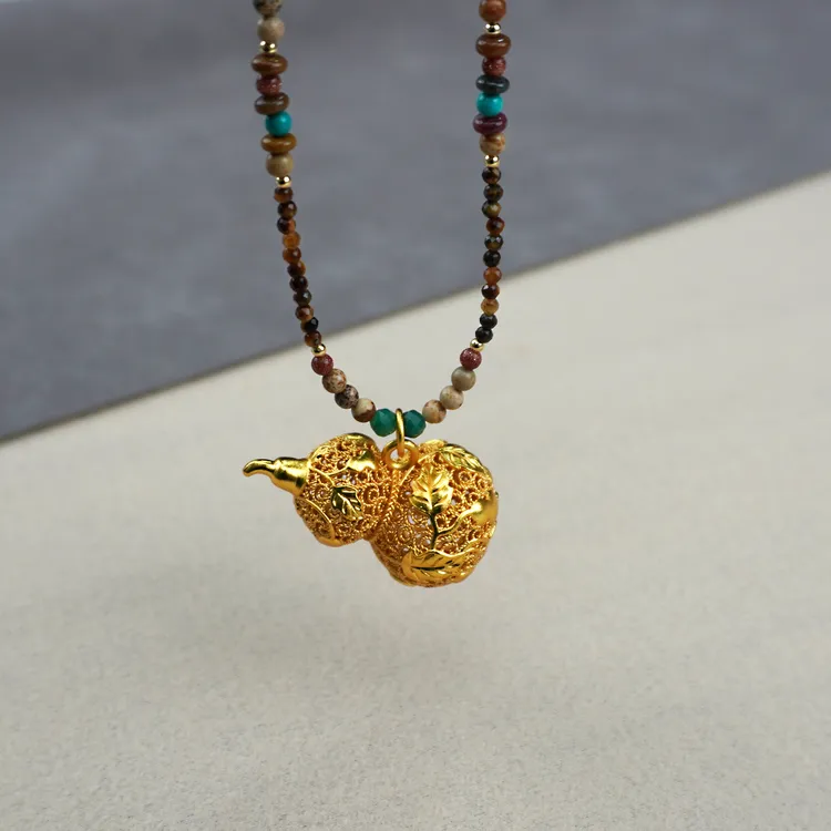 非金属仿水晶项链 福䘵项链（葫芦/福袋）手工彩色民族风长链