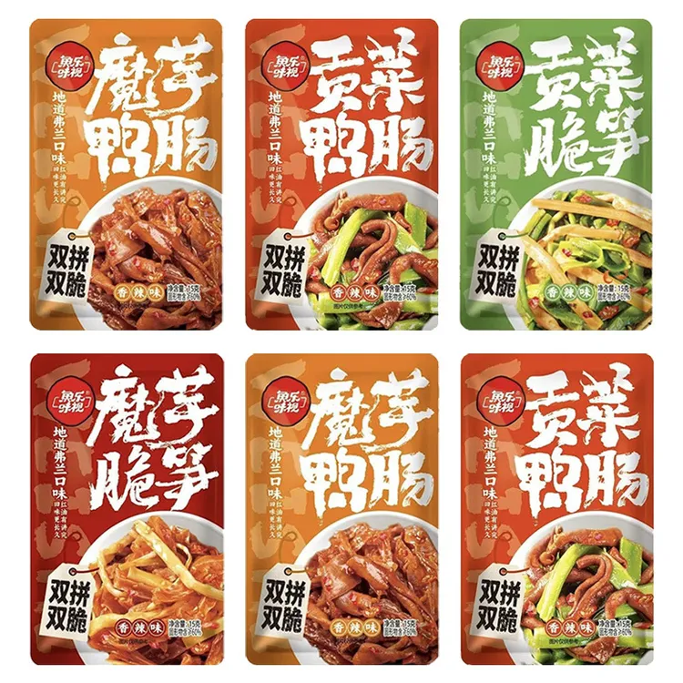 鱼乐味视贡菜鸭肠魔芋鸭肠脆笋双拼脆爽香辣即食小吃网红休闲零食