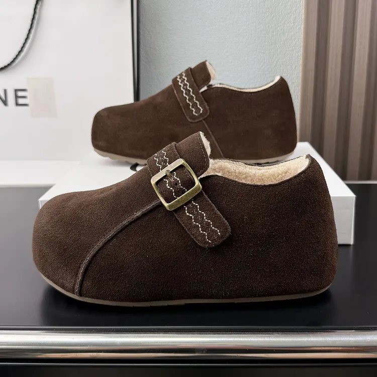 爆款复古毛毛鞋女冬季厚底一脚蹬加绒勃肯鞋2025新款百搭保暖棉鞋