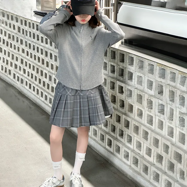 女童韩版开衫套装春秋2025新款儿童学院风秋装中大童百褶裙两件套