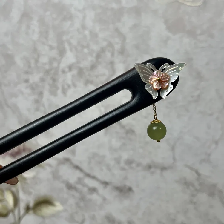 【蝶梦】手工花朵蝴蝶古风发簪简约日常发钗复古盘发簪国风