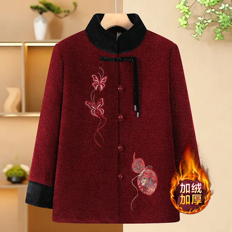 老太太新款冬装棉衣老年人女装加绒加厚棉服妈妈洋气冬季保暖棉袄