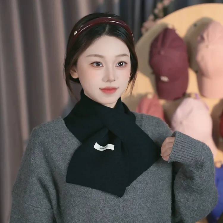 羊毛针织毛线围巾冬季女生新款高级感韩版百搭围脖护颈