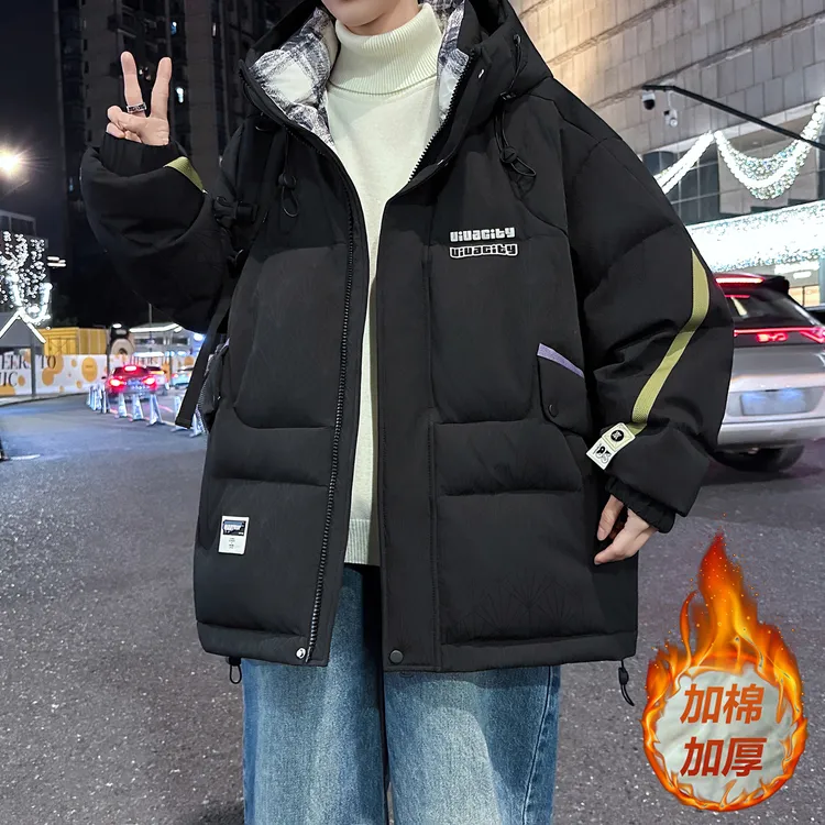 面包服冬季厚外套无帽连帽棉服棉衣宽松保暖休闲男士百搭情侣潮流