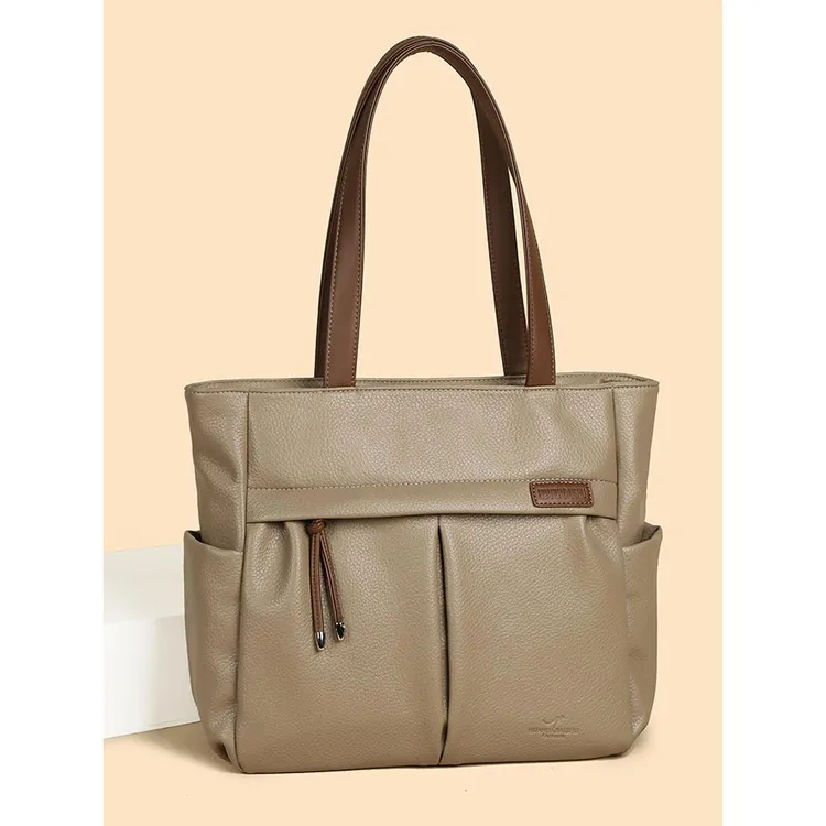 品牌袋鼠真皮大容量包包女2025新款大气单肩手提包送妈妈软皮女包