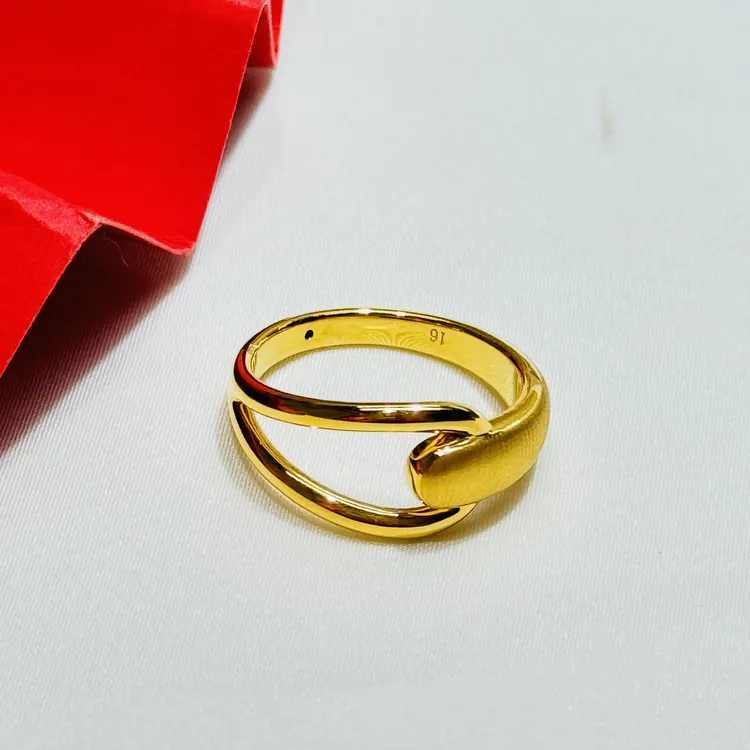 黄金足金999百搭AB几何5D硬金固口戒指