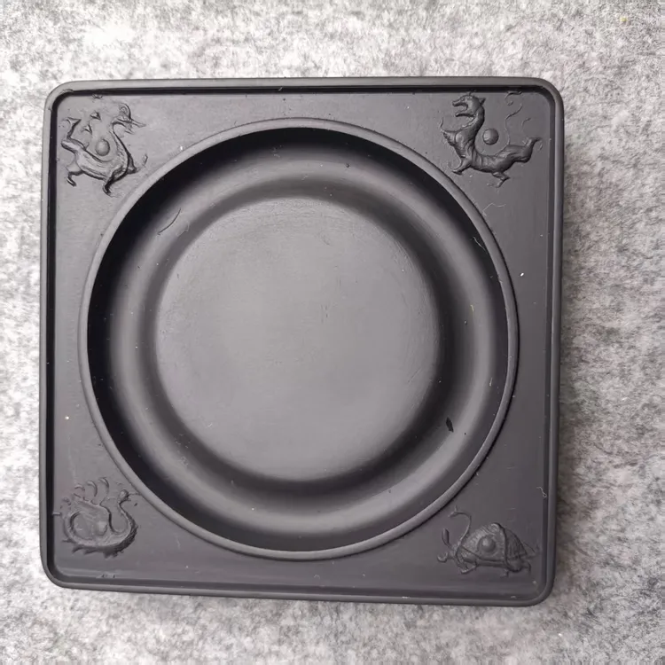 自产自销歙砚台文房四宝笔墨纸砚黑龙尾石料壶承杯垫金星石料墨蝶