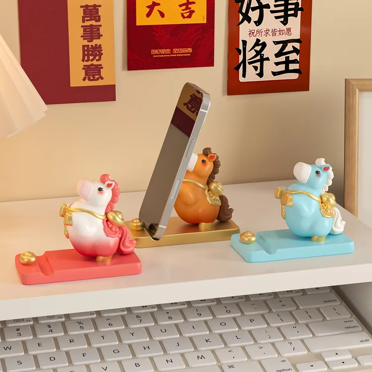 马上来财手机支架桌面摆件办公室桌面装饰品工位情绪稳定解压神器