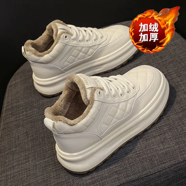 冬季加绒女鞋百搭厚底高帮保暖加厚软底男士男士冬季户外登山棉鞋