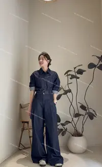 XIAOMEI |雅痞牛仔 牛仔衬衣+阔腿裤套装-5052