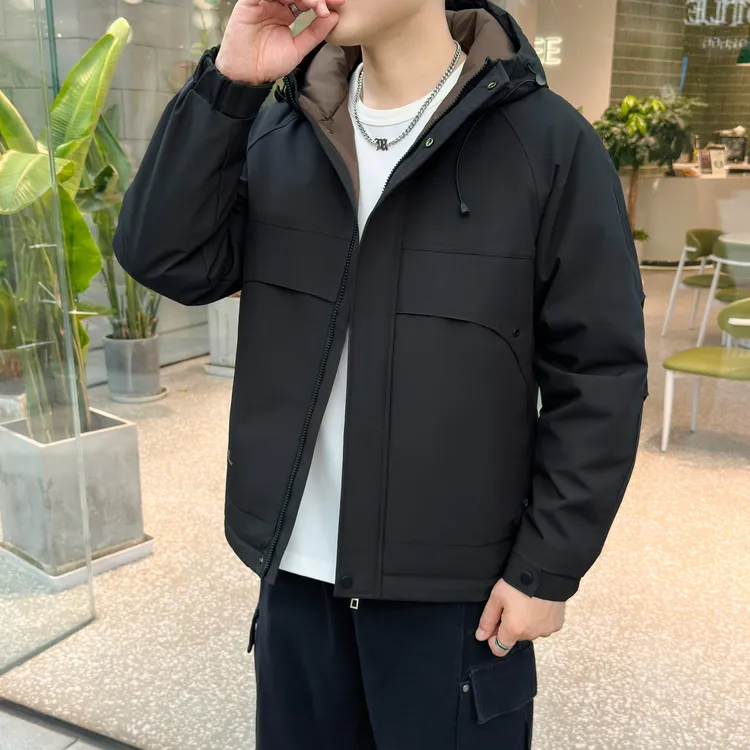 2025秋冬新款潮流时尚连帽休闲男士加棉夹棉薄棉棉衣夹克外套2353