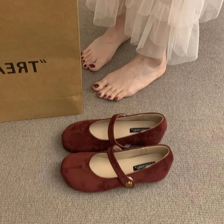 法式复古内增高红色玛丽珍鞋2025新款浅口百搭配裙子平底单鞋女