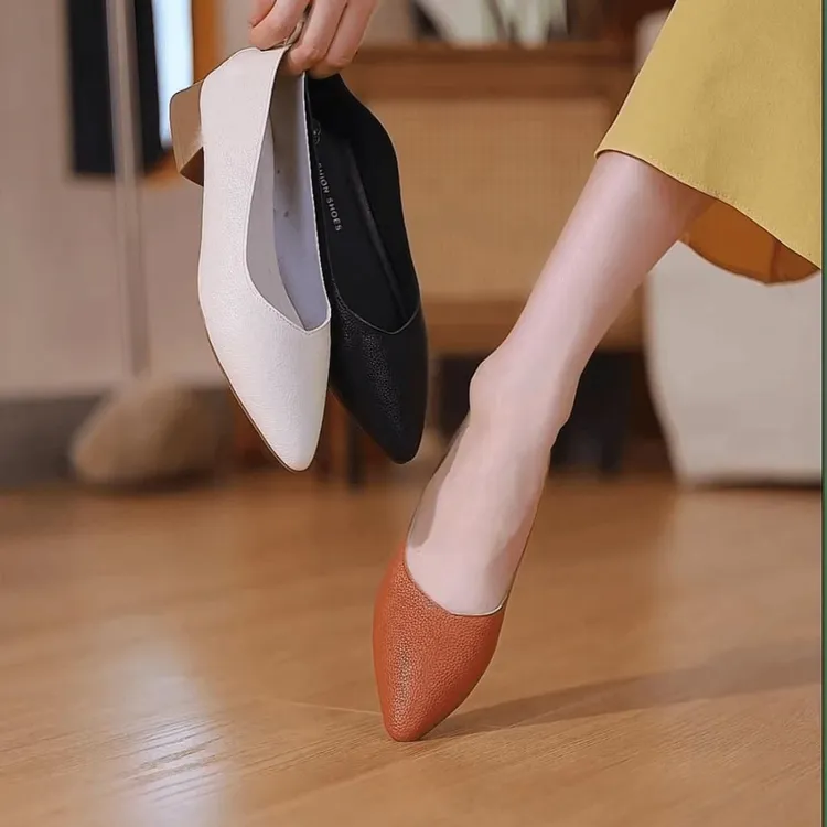 新百伦【四折促销】五折清仓新款荔枝纹软皮软底气质百搭浅口单鞋女