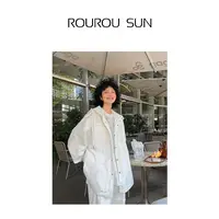 28270早秋款女装韩系连帽外套女宽松百搭休闲薄棉服潮流