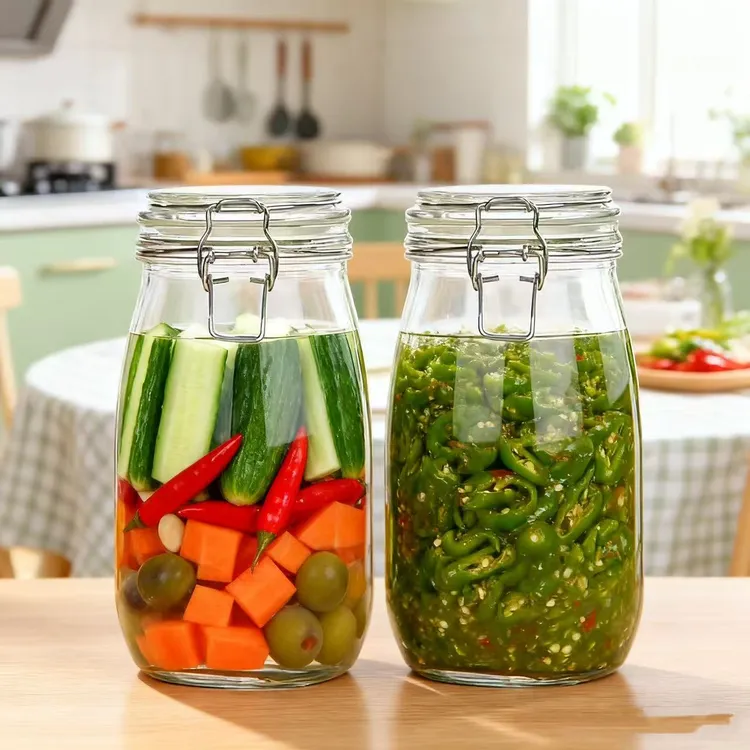 （1500ml两只装）加厚玻璃泡菜坛子密封罐五谷杂粮果酒瓶腌菜坛米酒