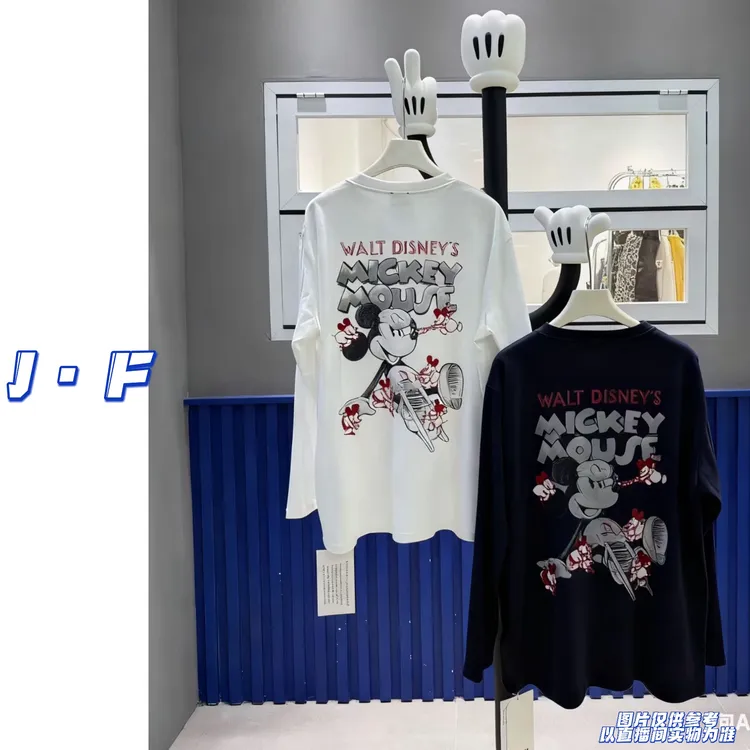JF定制大码8871米奇派对宽松印花刺绣T恤卫衣